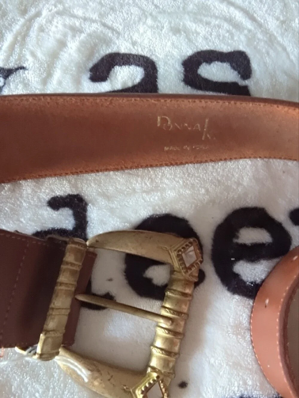 Donna Karan Brown Leather Belt with Gold Buckle